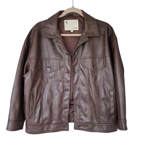 Anthropologie Pilcro Weston Faux Leather Boyfriend Jacket Brown - Picture 7 of 13